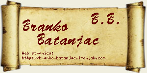 Branko Batanjac vizit kartica